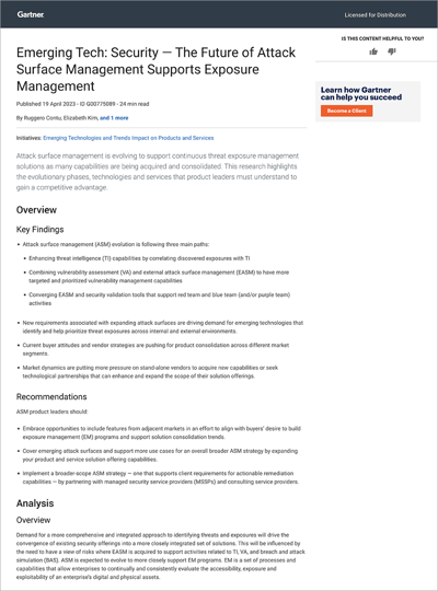 Emerging Tech: Security — The Future of Attack Surface Management Supports Exposure Management